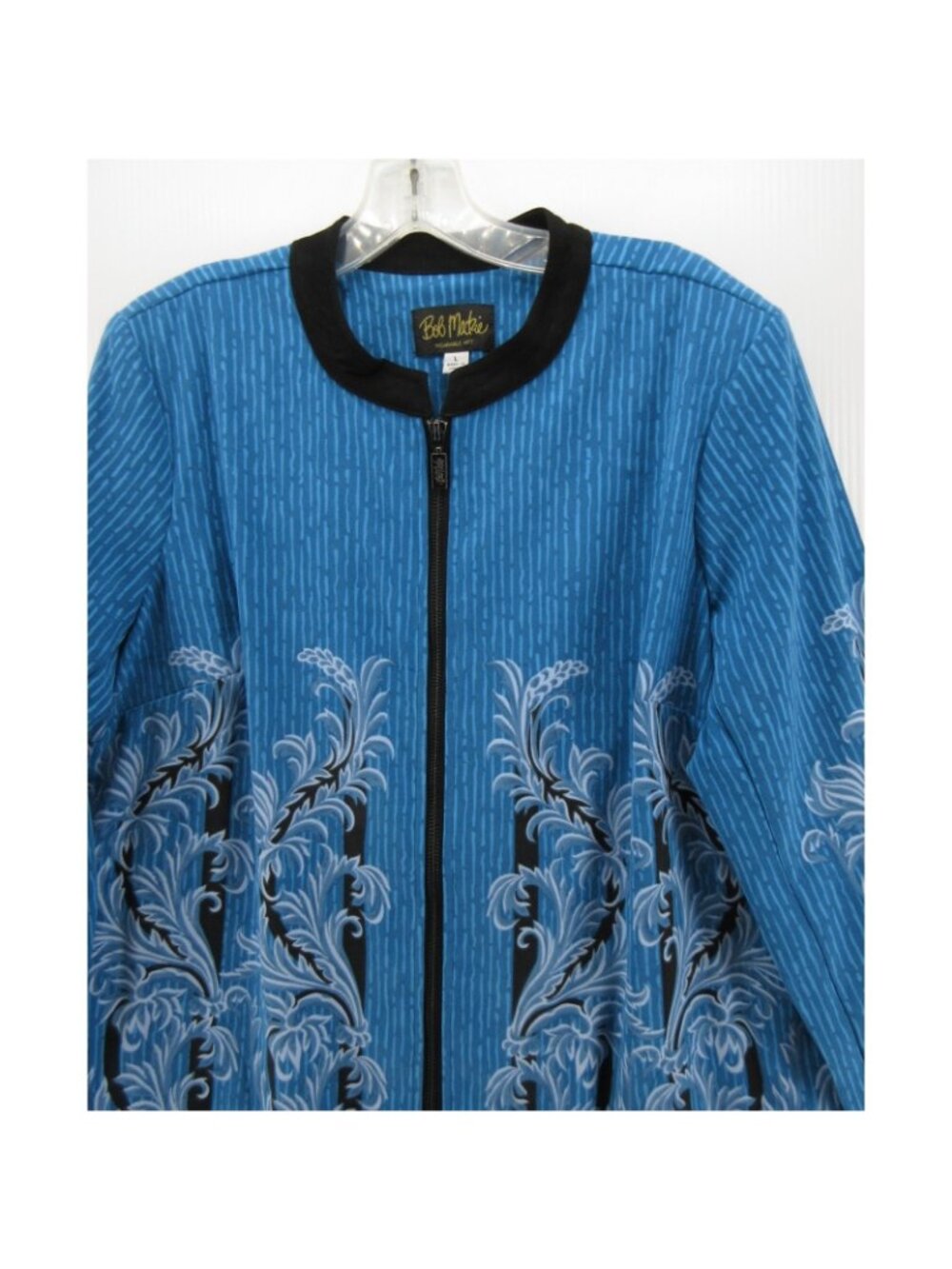 Bob Mackie Jacket Large Wearable Art Floral Full Zip Mandarin Collar - Picture 2 of 13